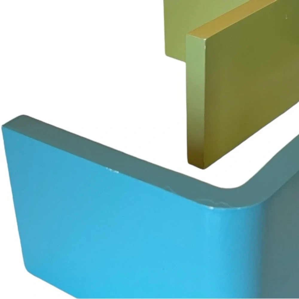 VTG Mod 4 Pc L-Shaped Wall Book Trinket Shelf Lot Lime Green & Aqua Blue